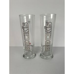 BECK'S set of 2 -0.4 liter bar pub beer glasses